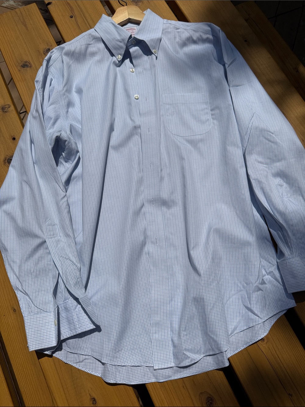 Brooks Brothers Light Blue Micro-Check Button-Down Dress Shirt